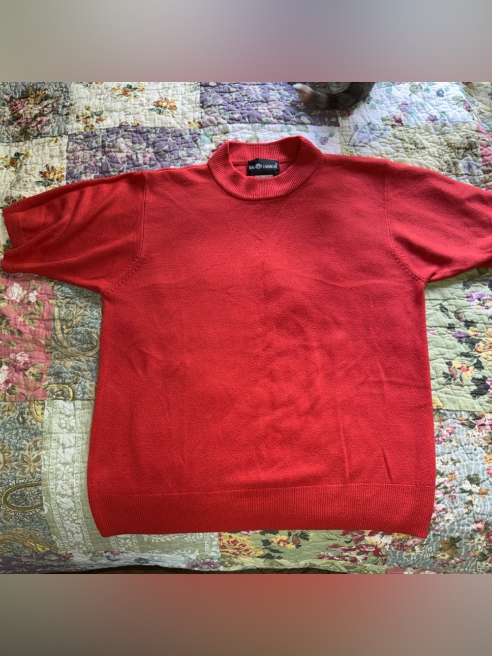 Sag Harbor Red Short-Sleeve Turtleneck Sweater Top